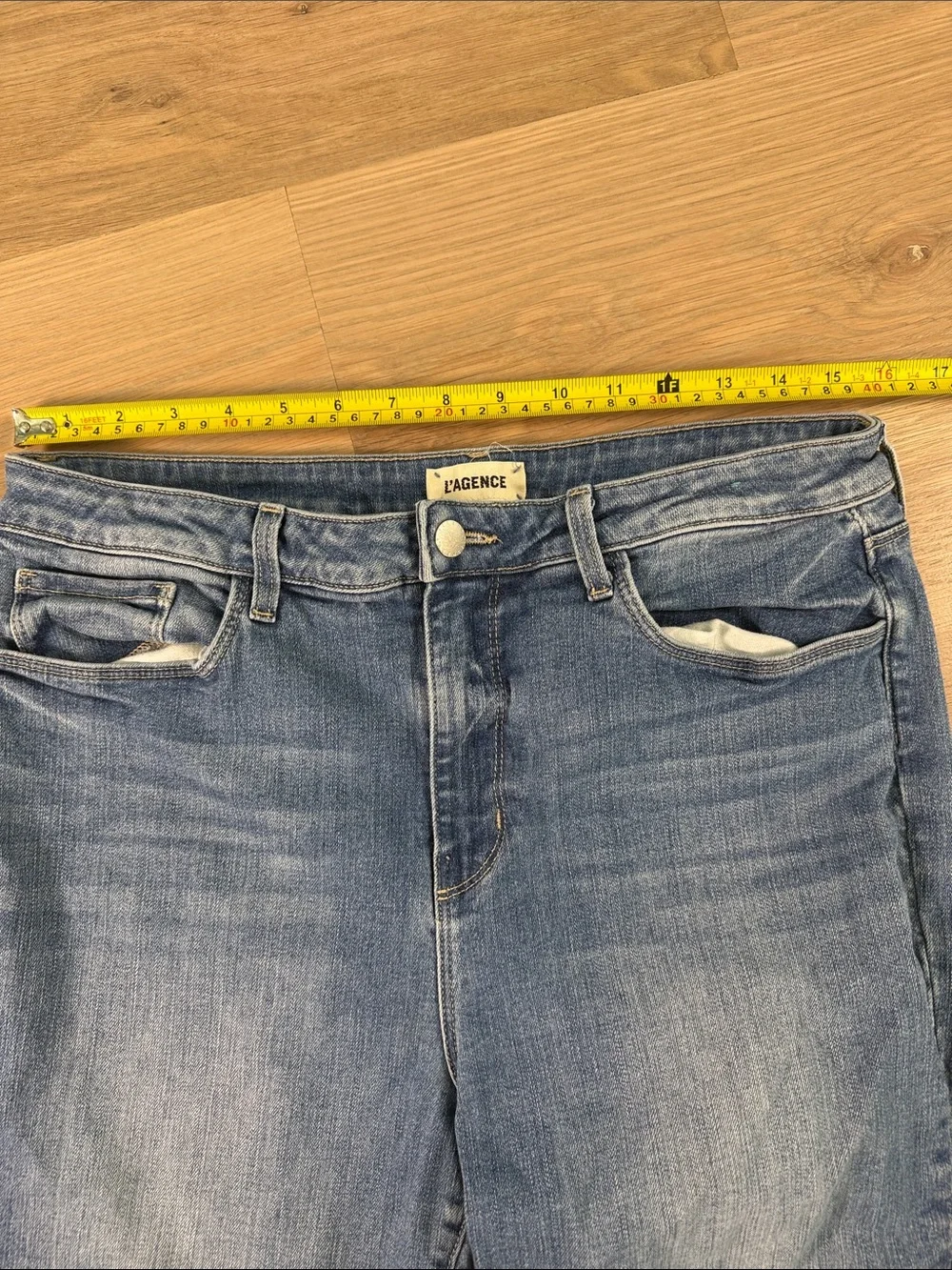 L'AGENCE Margot High Rise Skinny Jeans Distressed Blue Size 32